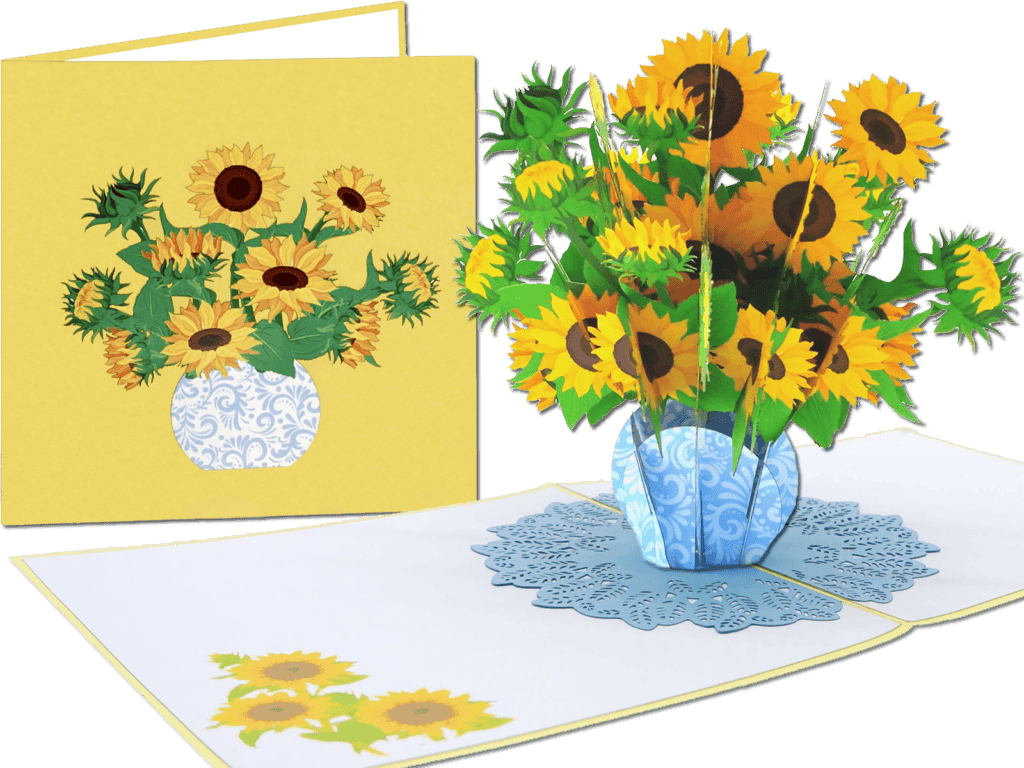 zonnebloemen van Gogh Popcards.nl pop-up kaart